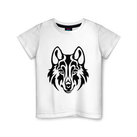 Детская футболка хлопок Морда волка: в Ухте, 100% хлопок | круглый вырез горловины, полуприлегающий силуэт, длина до линии бедер | волк | голова | тату