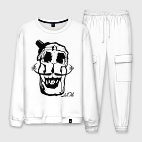 Мужской костюм хлопок с принтом Череп из девушек Дали в Ухте, 100% хлопок | на свитшоте круглая горловина, мягкая резинка по низу. Брюки заужены к низу, на них два вида карманов: два “обычных” по бокам и два объемных, с клапанами, расположенные ниже линии бедра. Брюки с мягкой трикотажной резинкой на поясе и по низу штанин. В поясе для дополнительного комфорта — широкие завязки | дали | девушка | тело | фигура | череп