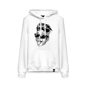 Женская толстовка хлопок с принтом Энштейн в очках в Ухте, френч-терри, мягкий теплый начес внутри (100% хлопок) | карман-кенгуру, эластичные манжеты и нижняя кромка, капюшон с подкладом и шнурком | 