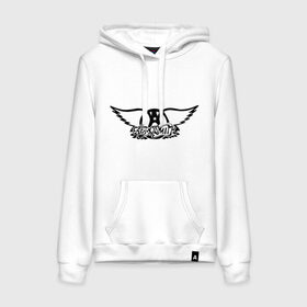 Женская толстовка хлопок с принтом Aerosmith (logo) в Ухте, френч-терри, мягкий теплый начес внутри (100% хлопок) | карман-кенгуру, эластичные манжеты и нижняя кромка, капюшон с подкладом и шнурком | крылья