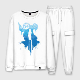 Мужской костюм хлопок с принтом Биошок в Ухте, 100% хлопок | на свитшоте круглая горловина, мягкая резинка по низу. Брюки заужены к низу, на них два вида карманов: два “обычных” по бокам и два объемных, с клапанами, расположенные ниже линии бедра. Брюки с мягкой трикотажной резинкой на поясе и по низу штанин. В поясе для дополнительного комфорта — широкие завязки | Тематика изображения на принте: bioshock | burial at sea | биошок | большой папочка | букер | сестренки | элизабет