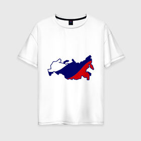 Женская футболка хлопок Oversize с принтом Карта России в Ухте, 100% хлопок | свободный крой, круглый ворот, спущенный рукав, длина до линии бедер
 | карта | патриоты | россия | рф | флаг