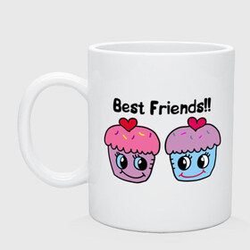 Кружка с принтом Best Friends!! в Ухте, керамика | объем — 330 мл, диаметр — 80 мм. Принт наносится на бока кружки, можно сделать два разных изображения | Тематика изображения на принте: best | cake | friend | булочка | друг | лучший | пирожное