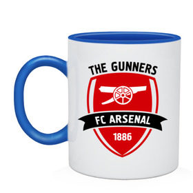 Кружка двухцветная с принтом FC Arsenal - The Gunners в Ухте, керамика | объем — 330 мл, диаметр — 80 мм. Цветная ручка и кайма сверху, в некоторых цветах — вся внутренняя часть | Тематика изображения на принте: arsenal | fc | football | gunners | клуб | фк | футбол