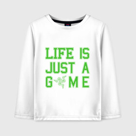 Детский лонгслив хлопок с принтом Life is just a game в Ухте, 100% хлопок | круглый вырез горловины, полуприлегающий силуэт, длина до линии бедер | Тематика изображения на принте: razer