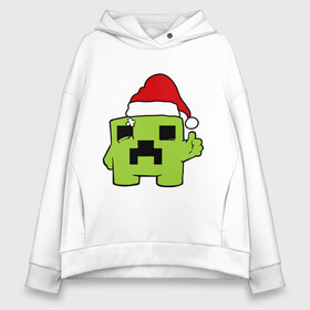 Женское худи Oversize хлопок с принтом Minecraft в Ухте, френч-терри — 70% хлопок, 30% полиэстер. Мягкий теплый начес внутри —100% хлопок | боковые карманы, эластичные манжеты и нижняя кромка, капюшон на магнитной кнопке | 2015 | minecraft | игры | маинкрафт | новый год | шапка