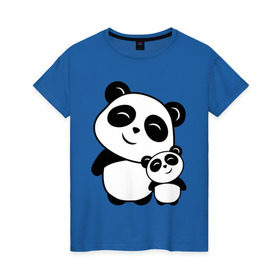 Женская футболка хлопок с принтом Милые панды в Ухте, 100% хлопок | прямой крой, круглый вырез горловины, длина до линии бедер, слегка спущенное плечо | панда