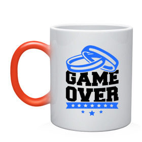 Кружка хамелеон с принтом Game over Свадьба в Ухте, керамика | меняет цвет при нагревании, емкость 330 мл | Тематика изображения на принте: game over | брак | замужем | свадьба
