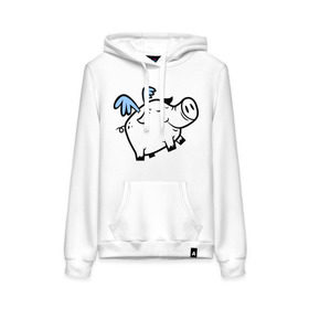 Женская толстовка хлопок с принтом Крылатый поросёнок в Ухте, френч-терри, мягкий теплый начес внутри (100% хлопок) | карман-кенгуру, эластичные манжеты и нижняя кромка, капюшон с подкладом и шнурком | крылья