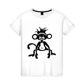 Женская футболка хлопок с принтом Мартышка в Ухте, 100% хлопок | прямой крой, круглый вырез горловины, длина до линии бедер, слегка спущенное плечо | 