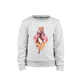 Детский свитшот хлопок с принтом Ahri в Ухте, 100% хлопок | круглый вырез горловины, эластичные манжеты, пояс и воротник | ahri | league of legends | lol | riot | riot games | ари | игра | лига легенд | лол