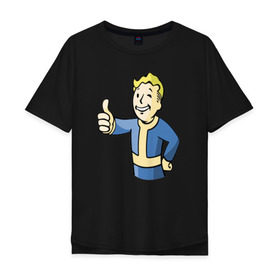 Мужская футболка хлопок Oversize с принтом Fallout vault boy в Ухте, 100% хлопок | свободный крой, круглый ворот, “спинка” длиннее передней части | 