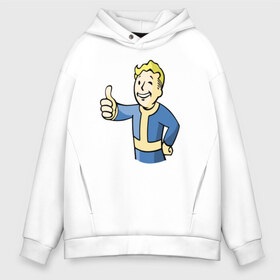 Мужское худи Oversize хлопок с принтом Fallout vault boy в Ухте, френч-терри — 70% хлопок, 30% полиэстер. Мягкий теплый начес внутри —100% хлопок | боковые карманы, эластичные манжеты и нижняя кромка, капюшон на магнитной кнопке | 