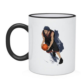 Кружка двухцветная с принтом Aomine в Ухте, керамика | объем — 330 мл, диаметр — 80 мм. Цветная ручка и кайма сверху, в некоторых цветах — вся внутренняя часть | basket | kuroko no basket | kuroko no basuke | аниме | баскетбол | куроко | мяч | парни | спорт