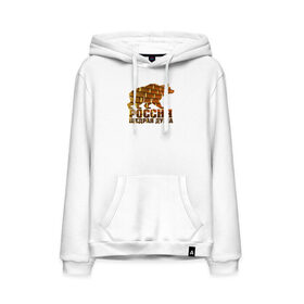 Мужская толстовка хлопок с принтом Россия - щедрая душа (золото) в Ухте, френч-терри, мягкий теплый начес внутри (100% хлопок) | карман-кенгуру, эластичные манжеты и нижняя кромка, капюшон с подкладом и шнурком | 