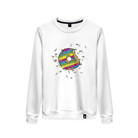 Женский свитшот хлопок Взрывной пончик (радуга): в Ухте, 100% хлопок | прямой крой, круглый вырез, на манжетах и по низу широкая трикотажная резинка  |