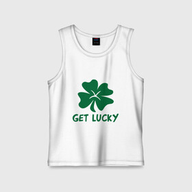 Детская майка хлопок с принтом Get lucky в Ухте,  |  | Тематика изображения на принте: get lucky | ирландия | клевер | патрик | святой