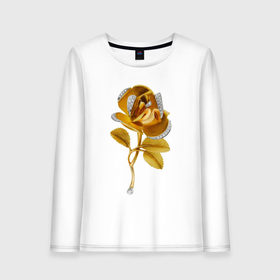 Женский лонгслив хлопок с принтом Золотой цветочек в Ухте, 100% хлопок |  | 