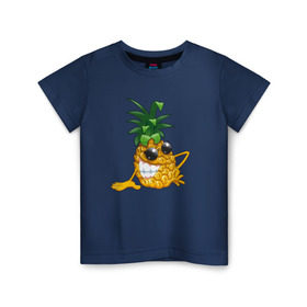 Детская футболка хлопок с принтом Ананас в Ухте, 100% хлопок | круглый вырез горловины, полуприлегающий силуэт, длина до линии бедер | @