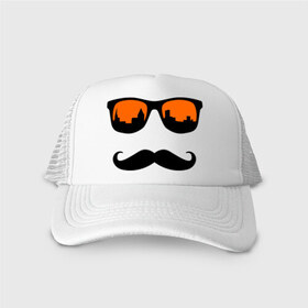 Кепка тракер с сеткой с принтом Люблю свой город в Ухте, трикотажное полотно; задняя часть — сетка | длинный козырек, универсальный размер, пластиковая застежка | Тематика изображения на принте: город | очки | усы | хипстер