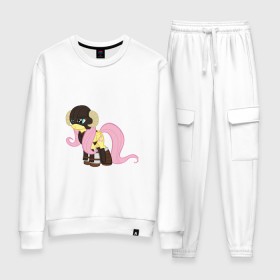 Женский костюм хлопок с принтом Futtershy: SKYRIM в Ухте, 100% хлопок | на свитшоте круглая горловина, мягкая резинка по низу. Брюки заужены к низу, на них два вида карманов: два 