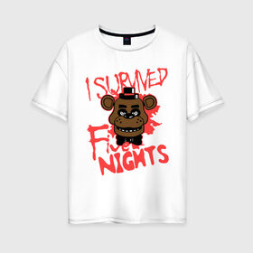 Женская футболка хлопок Oversize с принтом Five Nights At Freddys в Ухте, 100% хлопок | свободный крой, круглый ворот, спущенный рукав, длина до линии бедер
 | five nights at freddys | fnaf | freddy | игры | медведь | мишка | фнаф | фредди