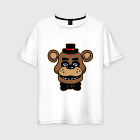 Женская футболка хлопок Oversize с принтом Five Nights At Freddys в Ухте, 100% хлопок | свободный крой, круглый ворот, спущенный рукав, длина до линии бедер
 | five nights at freddys | fnaf | freddy | игры | медведь | мишка | фнаф | фредди