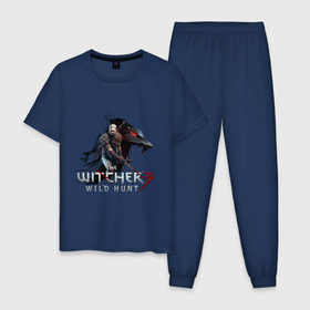 Мужская пижама хлопок с принтом The Witcher 3 в Ухте, 100% хлопок | брюки и футболка прямого кроя, без карманов, на брюках мягкая резинка на поясе и по низу штанин
 | ведьмак