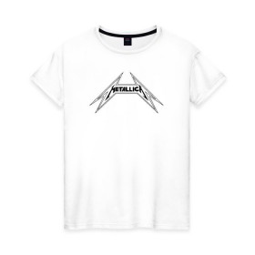 Женская футболка хлопок Metallica logo (b): в Ухте, 100% хлопок | прямой крой, круглый вырез горловины, длина до линии бедер, слегка спущенное плечо | металлика