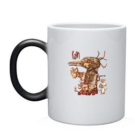 Кружка хамелеон с принтом Korn в Ухте, керамика | меняет цвет при нагревании, емкость 330 мл | korn | metal | дэвис | корн | метал | рок