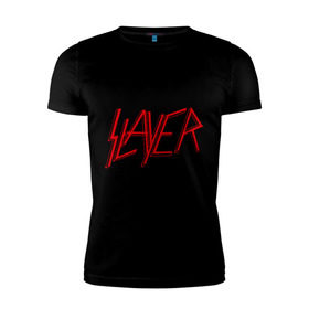 Мужская футболка премиум с принтом Slayer logo в Ухте, 92% хлопок, 8% лайкра | приталенный силуэт, круглый вырез ворота, длина до линии бедра, короткий рукав | alternative rock | pank | punk | rock | slayer | альтернативный рок | метал | панк | рок | слаер | тяжелая музыка | хард рок | хеви метал