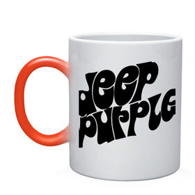 Кружка хамелеон с принтом Deep Purple в Ухте, керамика | меняет цвет при нагревании, емкость 330 мл | deep | deep purple | metal | purple | rock | trash metal | дип перпл | метал | металл | рок