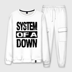 Мужской костюм хлопок с принтом System Of A Down в Ухте, 100% хлопок | на свитшоте круглая горловина, мягкая резинка по низу. Брюки заужены к низу, на них два вида карманов: два “обычных” по бокам и два объемных, с клапанами, расположенные ниже линии бедра. Брюки с мягкой трикотажной резинкой на поясе и по низу штанин. В поясе для дополнительного комфорта — широкие завязки | hard rock | metal | rock | serj | system of a down | tankian | метал | рок | систем | танкян | хардрок
