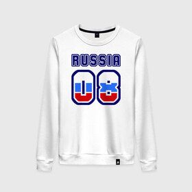 Женский свитшот хлопок с принтом Russia - 08 (Респ. Калмыкия) в Ухте, 100% хлопок | прямой крой, круглый вырез, на манжетах и по низу широкая трикотажная резинка  | 