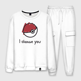 Мужской костюм хлопок с принтом I choose you в Ухте, 100% хлопок | на свитшоте круглая горловина, мягкая резинка по низу. Брюки заужены к низу, на них два вида карманов: два “обычных” по бокам и два объемных, с клапанами, расположенные ниже линии бедра. Брюки с мягкой трикотажной резинкой на поясе и по низу штанин. В поясе для дополнительного комфорта — широкие завязки | i choose you pokemon покемон я выбираю тебя