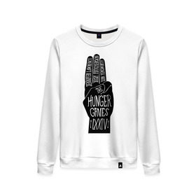 Женский свитшот хлопок с принтом The hunger games в Ухте, 100% хлопок | прямой крой, круглый вырез, на манжетах и по низу широкая трикотажная резинка  | hunger games | голодные игры | и вспыхнет пламя | кино