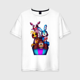 Женская футболка хлопок Oversize с принтом Five Nights at Freddys 2 в Ухте, 100% хлопок | свободный крой, круглый ворот, спущенный рукав, длина до линии бедер
 | five nights at freddys 2 toy | fnaf | фнаф