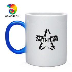Кружка хамелеон с принтом Anti-Flag в Ухте, керамика | меняет цвет при нагревании, емкость 330 мл | anti flag | punk | punk rock | rock