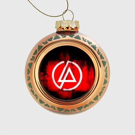 Стеклянный ёлочный шар с принтом Linkin Park в Ухте, Стекло | Диаметр: 80 мм | linkin park | линкин парк | логотип | рок