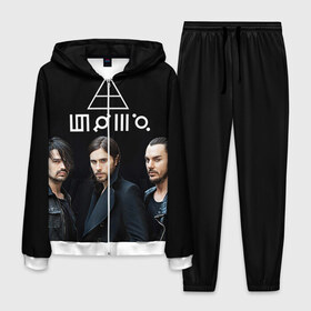 Мужской костюм 3D с принтом 30 seconds to mars в Ухте, 100% полиэстер | Манжеты и пояс оформлены тканевой резинкой, двухслойный капюшон со шнурком для регулировки, карманы спереди | 30 | 30stm | jared | leto | mars | rock | seconds | to | джаред | лето | рок