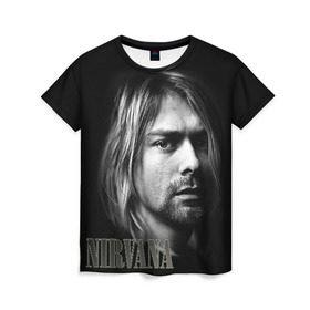 Женская футболка 3D с принтом Nirvana в Ухте, 100% полиэфир ( синтетическое хлопкоподобное полотно) | прямой крой, круглый вырез горловины, длина до линии бедер | cobain | curt | nirvana | rock | кобейн | курт | рок