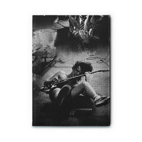 Обложка для автодокументов с принтом AC/DC в Ухте, натуральная кожа |  размер 19,9*13 см; внутри 4 больших “конверта” для документов и один маленький отдел — туда идеально встанут права | ac dc | acdc | rock | рок | эйсидиси