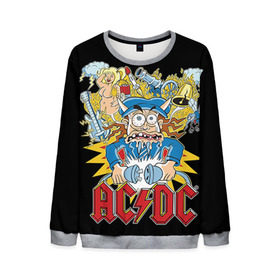 Мужской свитшот 3D с принтом AC/DC в Ухте, 100% полиэстер с мягким внутренним слоем | круглый вырез горловины, мягкая резинка на манжетах и поясе, свободная посадка по фигуре | ac dc | acdc | rock | рок | эйсидиси
