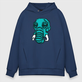 Мужское худи Oversize хлопок с принтом Rufus в Ухте, френч-терри — 70% хлопок, 30% полиэстер. Мягкий теплый начес внутри —100% хлопок | боковые карманы, эластичные манжеты и нижняя кромка, капюшон на магнитной кнопке | elephant | hotline miami | hotlinemiami | слон