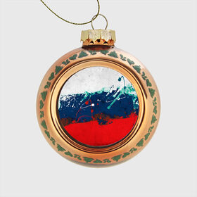 Стеклянный ёлочный шар с принтом Флаг в Ухте, Стекло | Диаметр: 80 мм | россия | русские | рф | триколор