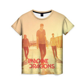 Женская футболка 3D с принтом Imagine Dragons в Ухте, 100% полиэфир ( синтетическое хлопкоподобное полотно) | прямой крой, круглый вырез горловины, длина до линии бедер | rock | имэджн драгонз | рок