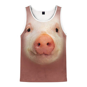 Мужская майка 3D с принтом Хрюшка в Ухте, 100% полиэстер | круглая горловина, приталенный силуэт, длина до линии бедра. Пройма и горловина окантованы тонкой бейкой | свинка | свинья | хрюшка