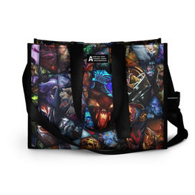 Сумка-шоппер 3D с принтом All pic в Ухте, 100% полиэстер | застегивается на металлическую кнопку; внутренний карман застегивается на молнию. Стенки укреплены специальным мягким материалом, чтобы защитить содержимое от несильных ударов
 | dota 2 | game | дота 2 | ол пик | персонажи