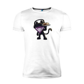 Мужская футболка премиум с принтом Monstercat в Ухте, 92% хлопок, 8% лайкра | приталенный силуэт, круглый вырез ворота, длина до линии бедра, короткий рукав | cat | monenstercrat | monster | дабстеп | кот | музыка | электронная музыка