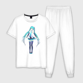 Мужская пижама хлопок с принтом Hatsune Miku в Ухте, 100% хлопок | брюки и футболка прямого кроя, без карманов, на брюках мягкая резинка на поясе и по низу штанин
 | anime | hatsune | miku | аниме | мику | хатсуне